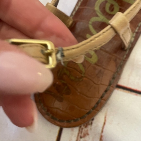 Sam Edelman Gigi T-strap Nude Sandal Size 8.5 Summer Vacay Shoes - Picture 9 of 12